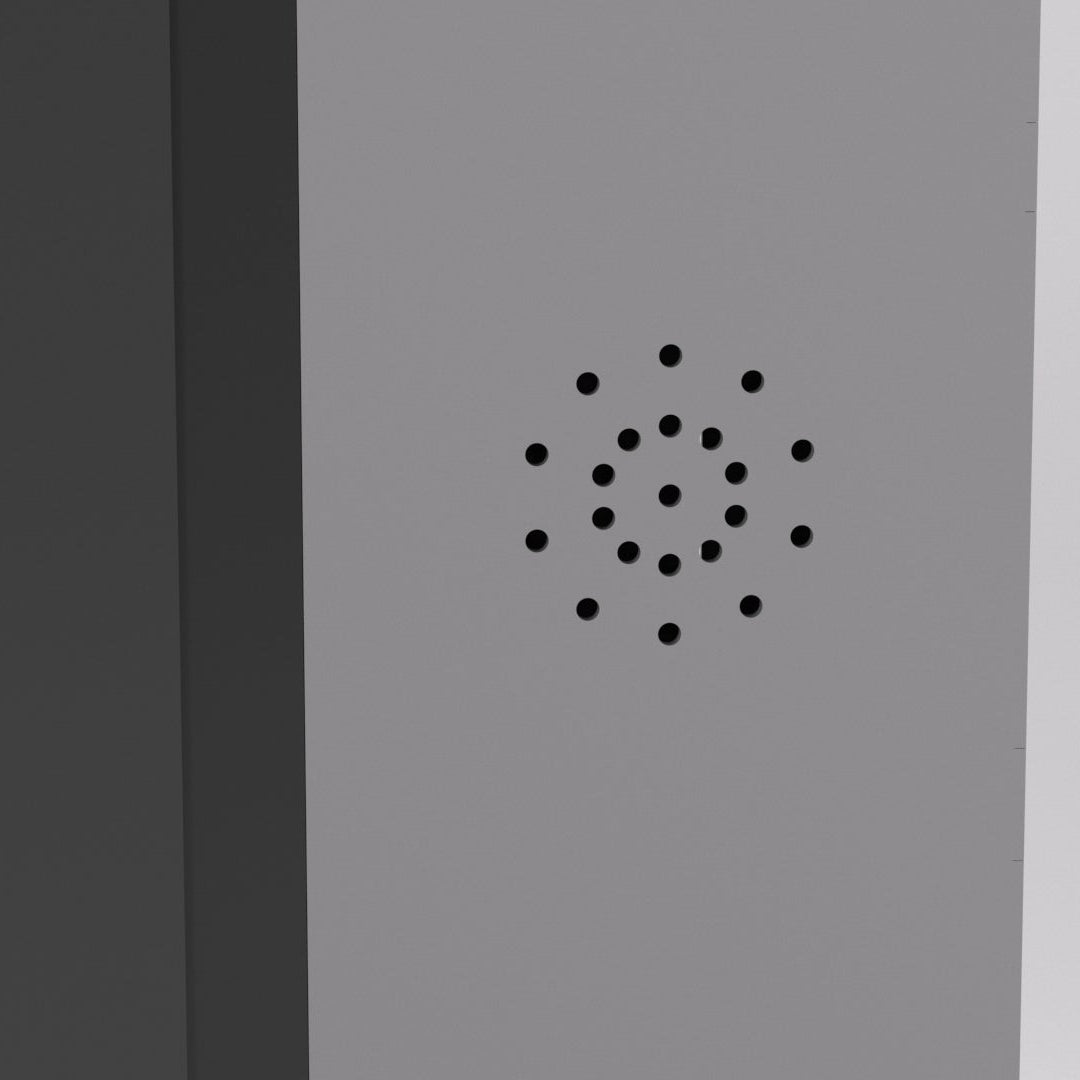 Speaker grille of the Vaelton mobile workstation.